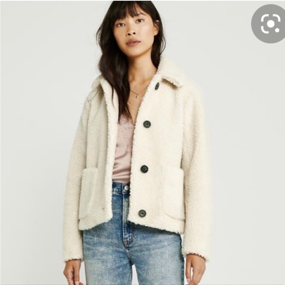 Abercrombie and Fitch Cream Teddy Sherpa Jacket XS